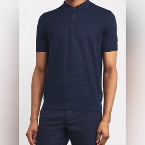 Rugby University Men's Textured Navy Polo Shirt